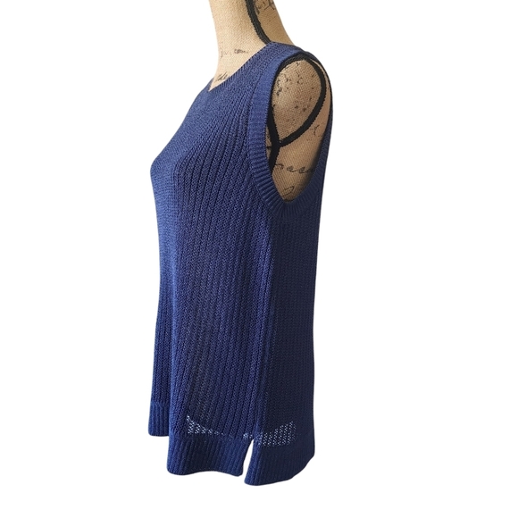 J. McLaughlin Sleeveless Crew Neck Navy Knit Sweater - Large - Picture 6 of 9